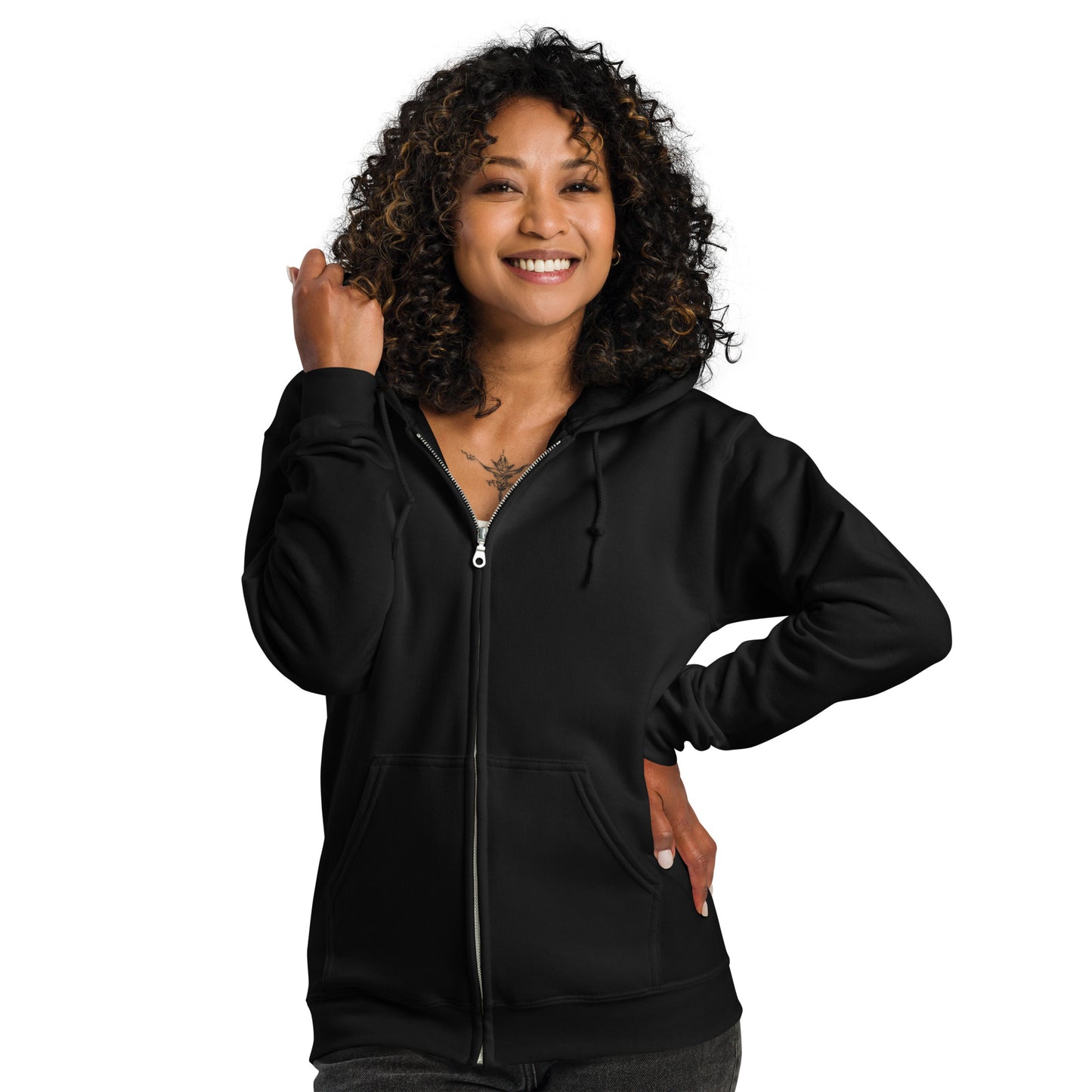 Unisex Zip Up Hoodie with White CMWHL Logo on Back