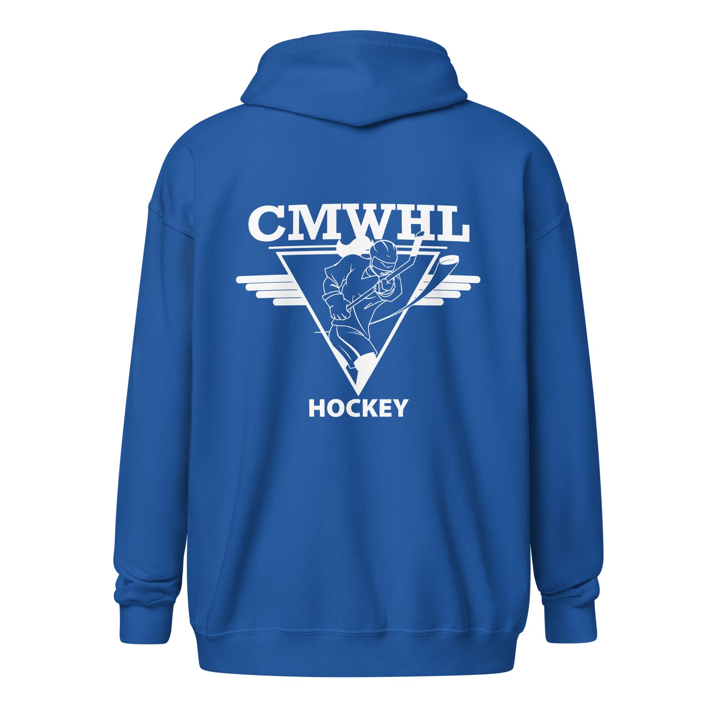 Unisex Zip Up Hoodie with White CMWHL Logo on Back