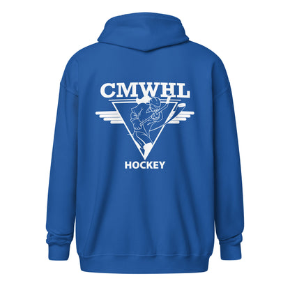 Unisex Zip Up Hoodie with White CMWHL Logo on Back